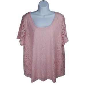 Claire France Lace Top Pale Pink  Peach 2X